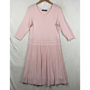 Lauren RL Dress Womens XLarge Pale Pink Pleated Three-Quarter-Sleeve Jersey Work